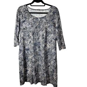 PureJill Women's Knit Casual A-Line Dress Taupe & Cream Petite Size M